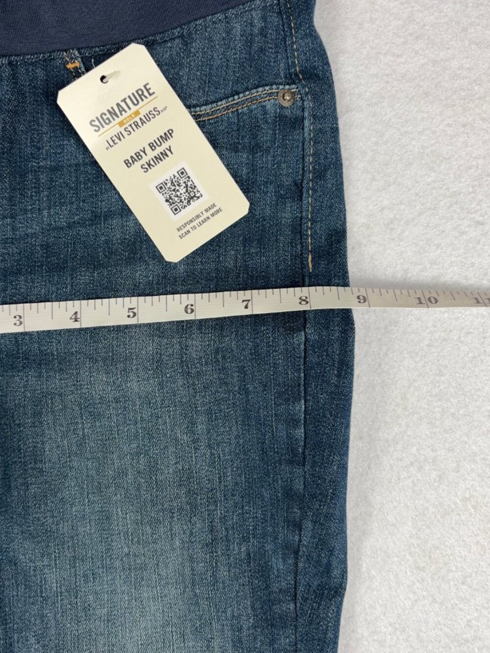 Levi Strauss Signature Gold Baby Bump Skinny Jeans Women’s XS Blue Maternity NWT - Picture 8 of 11